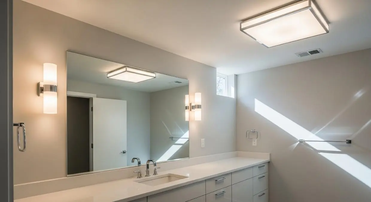 Bathroom lighting and fixtures upgrade in Austin with modern wall-mounted lights